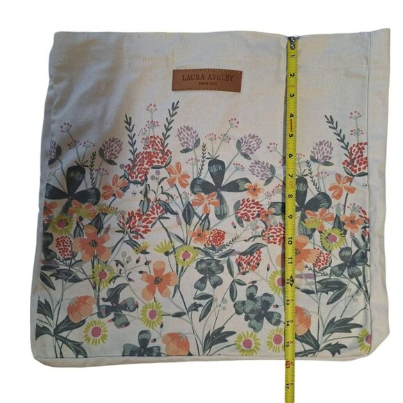 Laura Ashley Canvas Tote Bag Large Floral Boho Wide Purple Handles Reusable - Picture 7 of 10